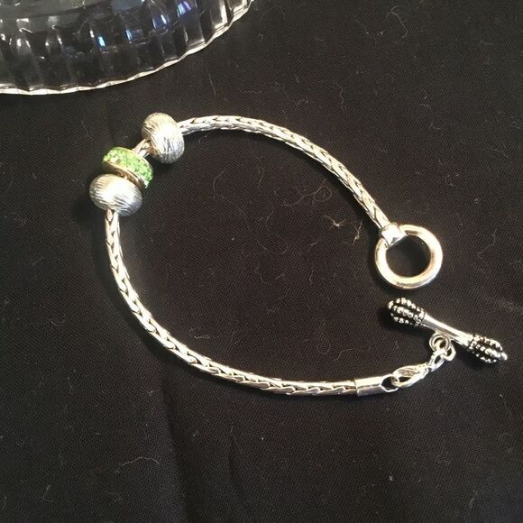 Silvertone 3 Bead Bracelet - Picture 3 of 4